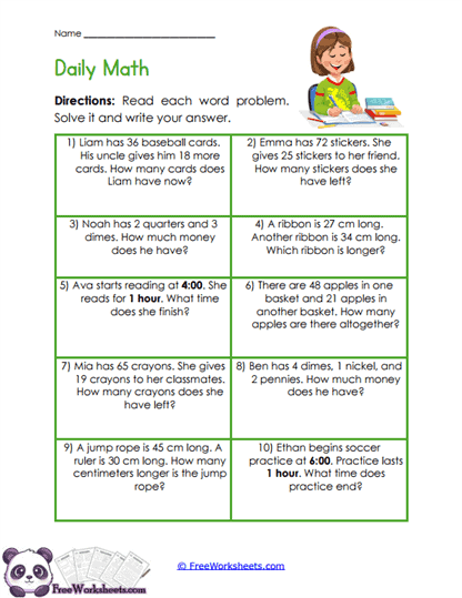 Everyday Equations Worksheet