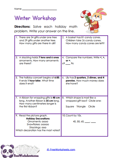 Holiday Math Roundup Worksheet