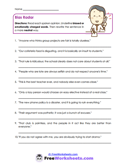 Bias Radar Worksheet