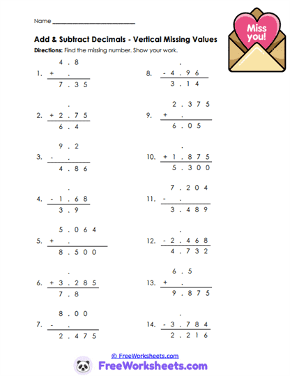 Decimal Clues Worksheet