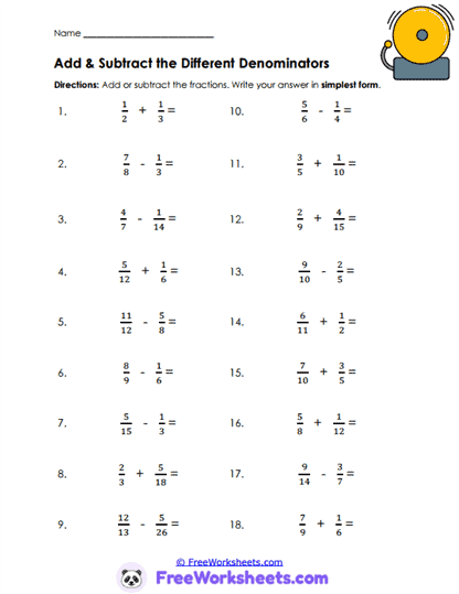 Fraction Paths Worksheet