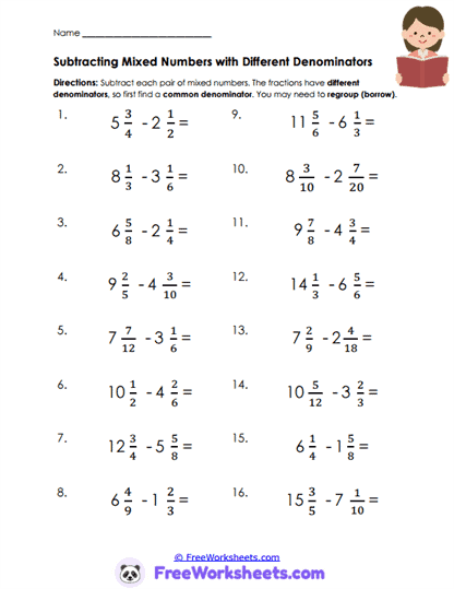 Borrow Steps Worksheet