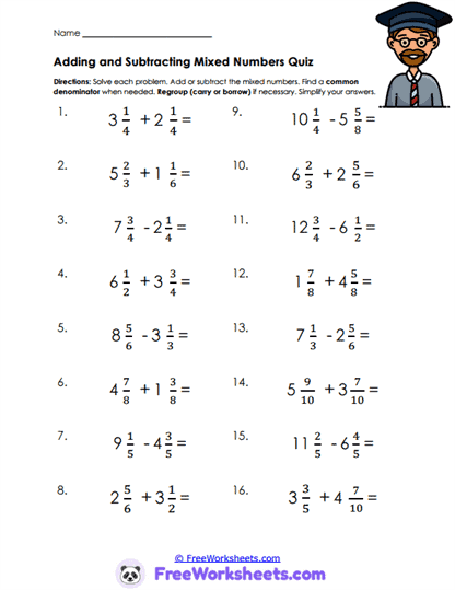 Fraction Checks Worksheet