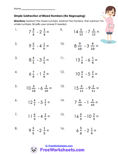 Difference Skills Worksheet