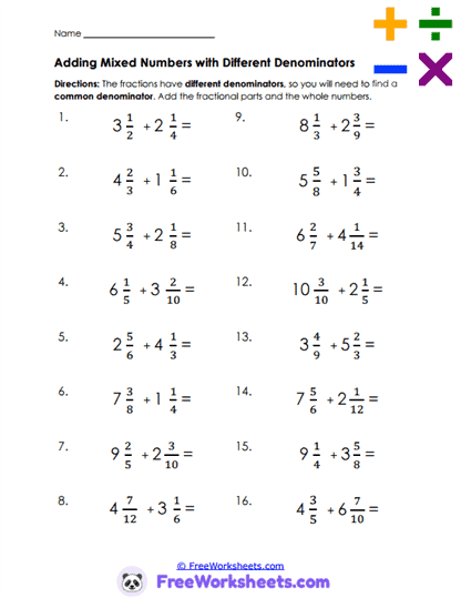 Common Parts Worksheet