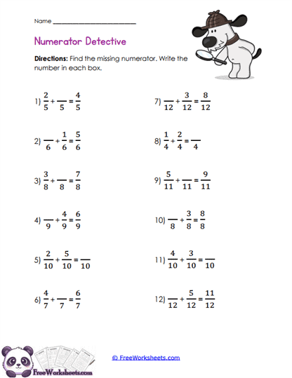 Numerator Hunt Worksheet