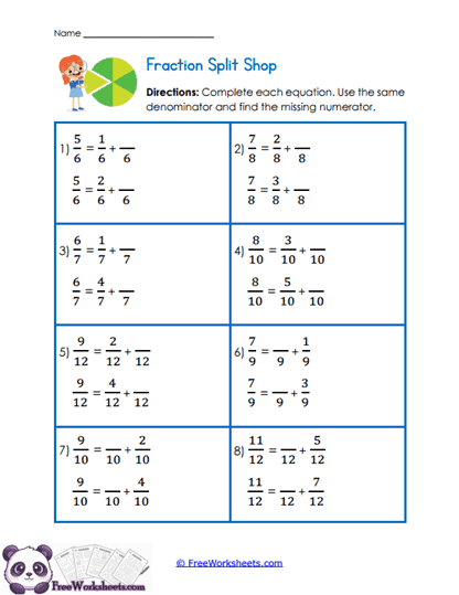 Fraction Decomposer Worksheet