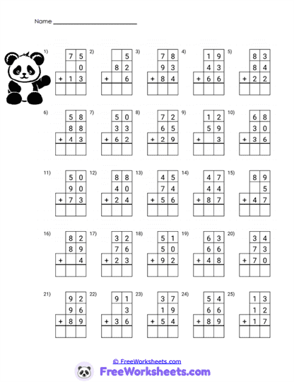 Panda Columns Worksheet