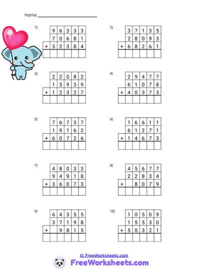 Balloon Digits Worksheet