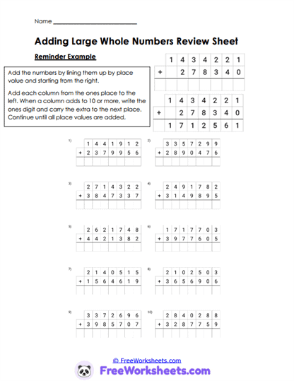 Elephant Totals Worksheet