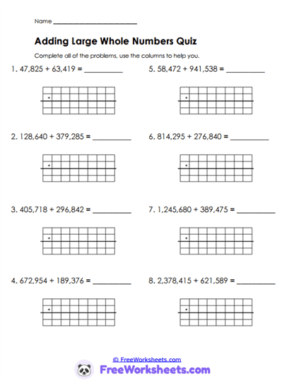 Column Review Worksheet