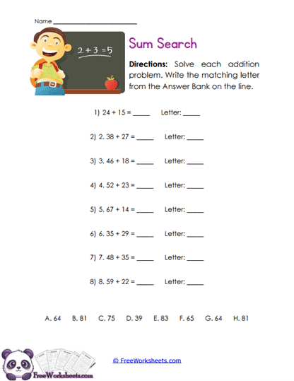Answer Search Worksheet