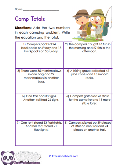 Camp Additions Worksheet
