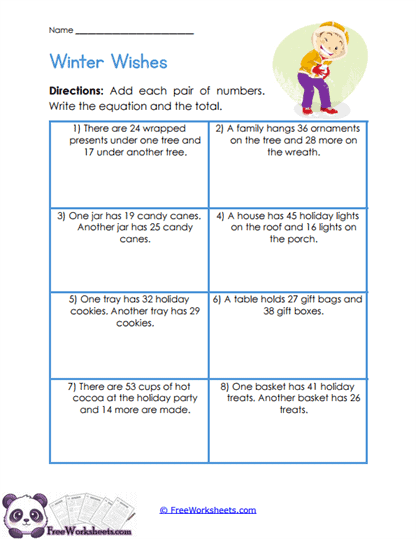 Winter Totals Worksheet