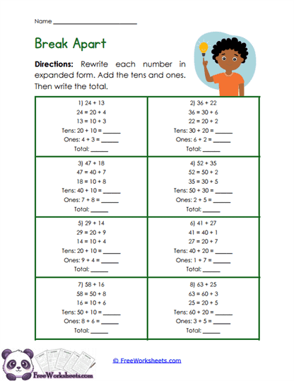 Expanded Sums Worksheet
