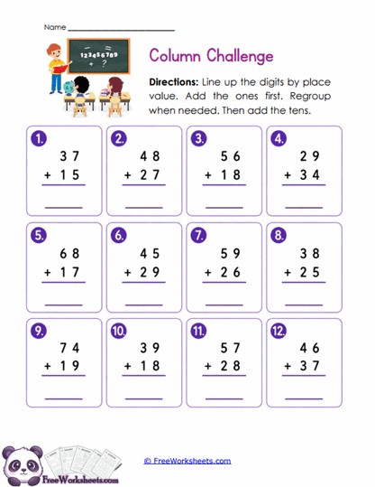 Column Regroup Worksheet