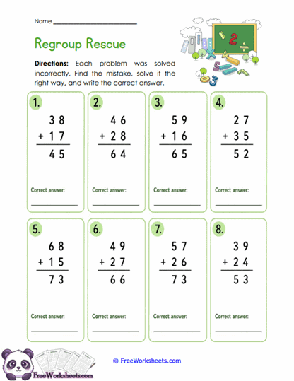 Regroup Repair Worksheet