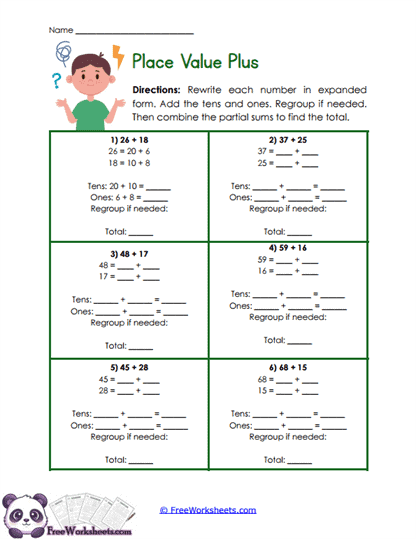 Place Value Split Worksheet