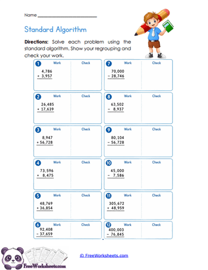 Column Precision Worksheet
