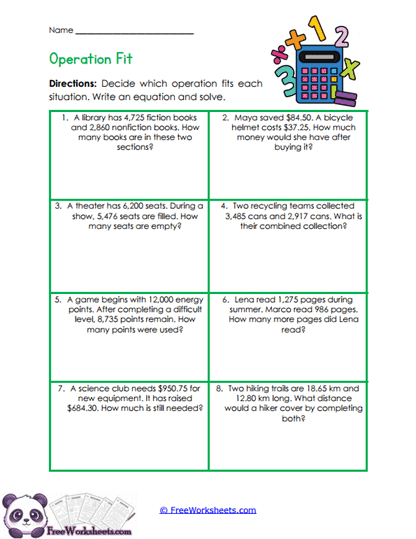 Operation Decisions Worksheet