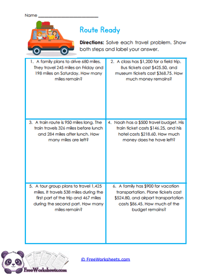 Travel Totals Worksheet