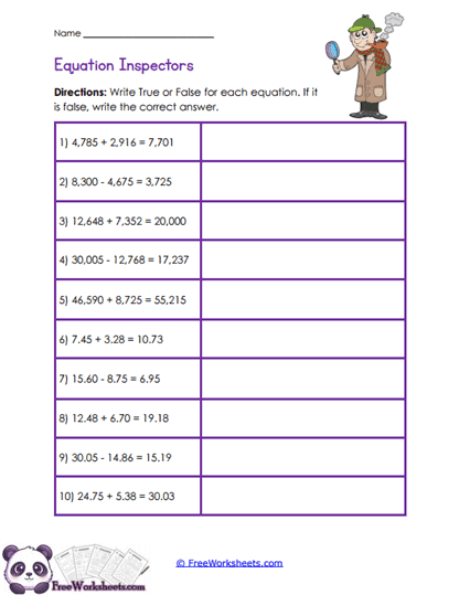 Equation Audit Worksheet