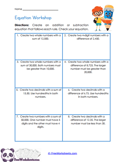 Number Builder Worksheet