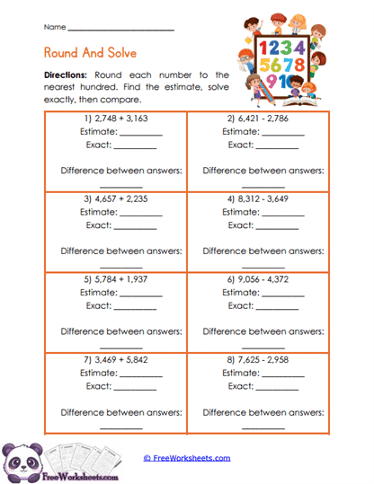 Estimate Compare Worksheet