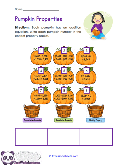 Pumpkin Property Sort Worksheet