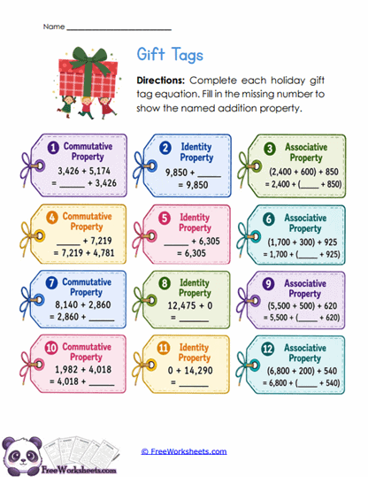 Holiday Property Tags Worksheet