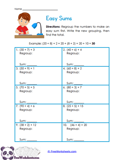Friendly Sums Worksheet