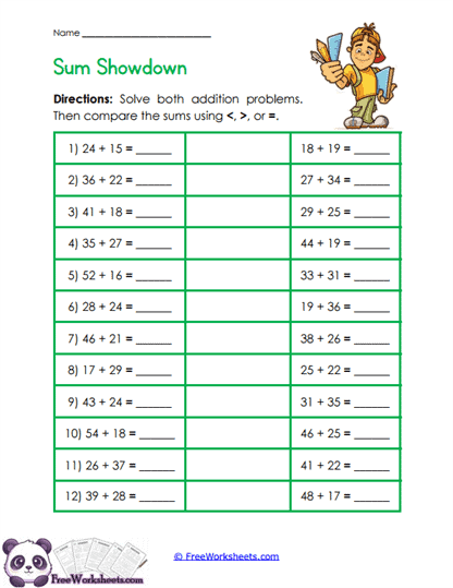 Shopping Sums Worksheet