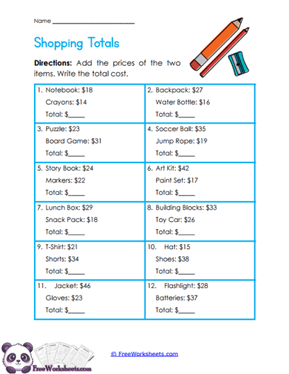 Camp Totals Worksheet