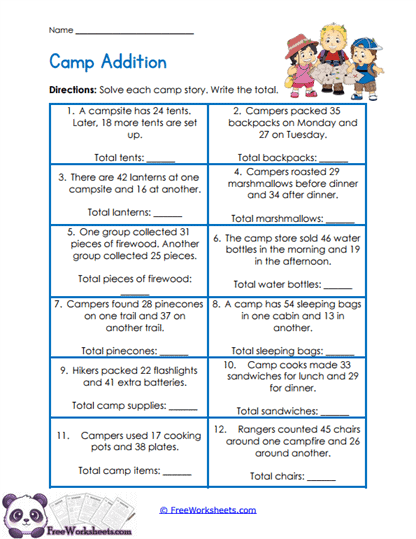 Addition Grid Worksheet
