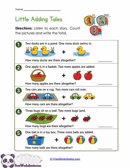 Story Sums Worksheet