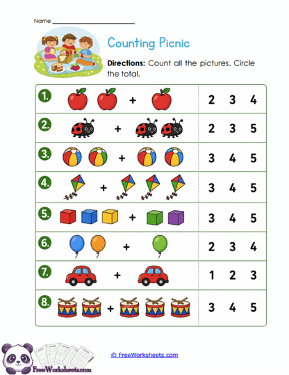 Picnic Totals Worksheet