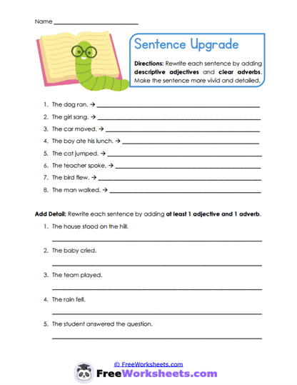 Sentence Enrichment Worksheet