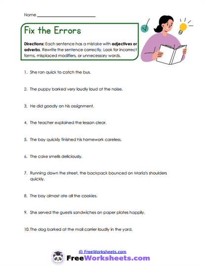 Modifier Repairs Worksheet