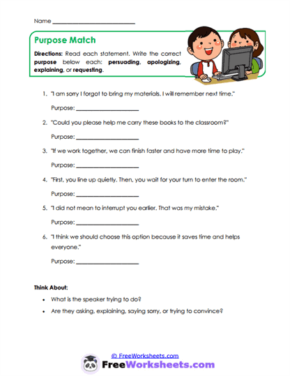 Purpose Match Worksheet
