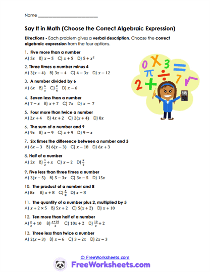 Choice Check Worksheet