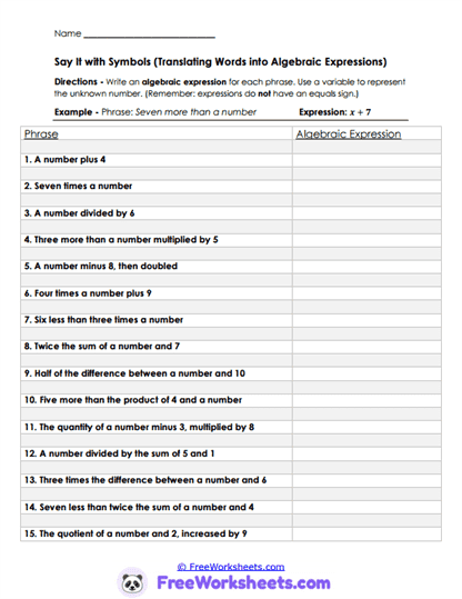 Symbol Stories Worksheet