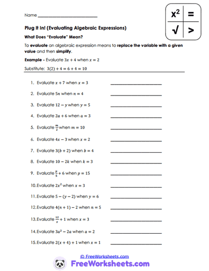 Value Finder Worksheet