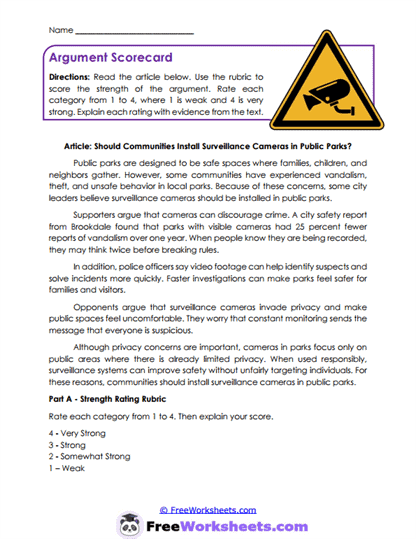 Strength Score Worksheet