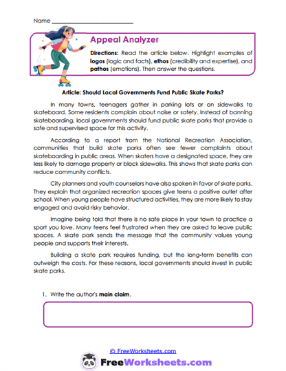 Appeal Breakdown Worksheet