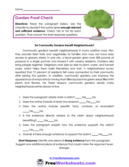 Grade 6 Analyzing Arguments Worksheet Collection