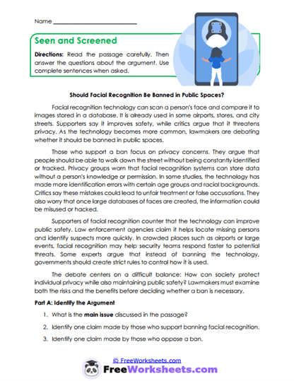 Seen and Screened Worksheet