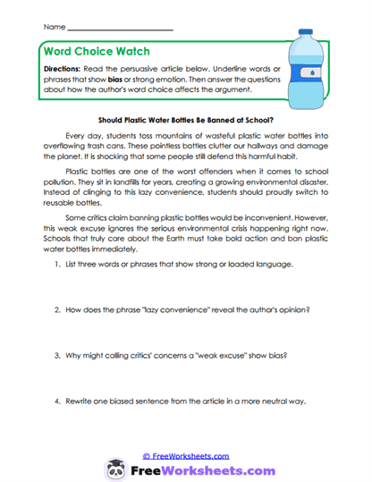 Word Watch Worksheet