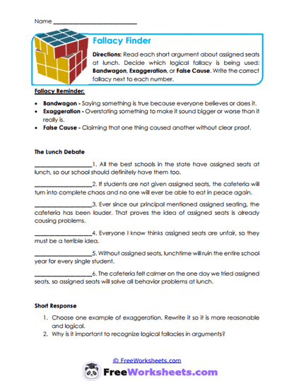 Fallacy Finder Worksheet