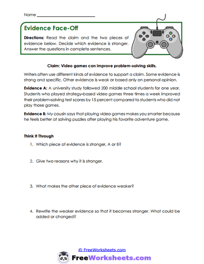 Evidence Check Worksheet