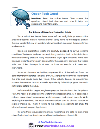 Robot Exploration Worksheet